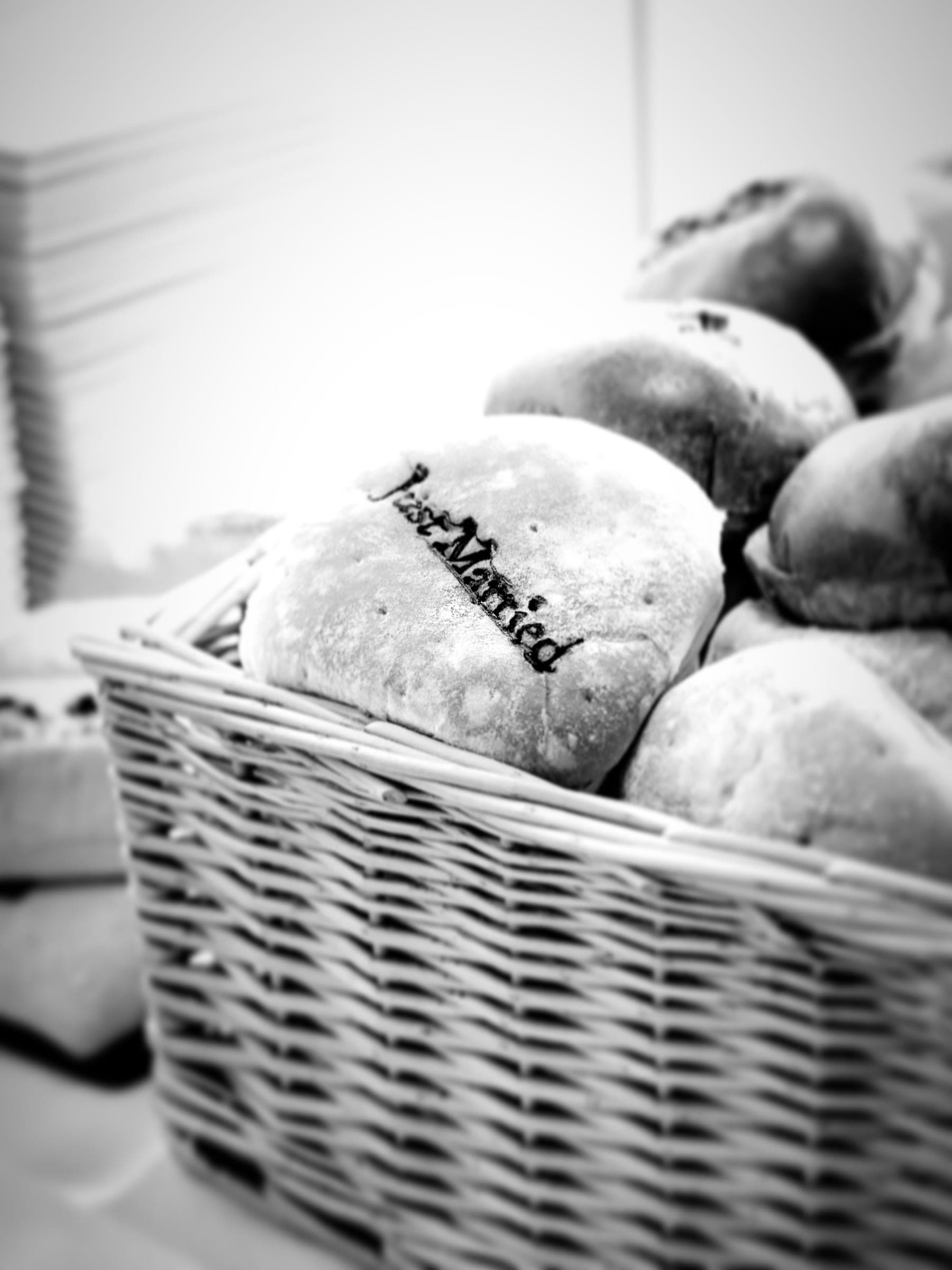 The same bread baskets, in black and white
